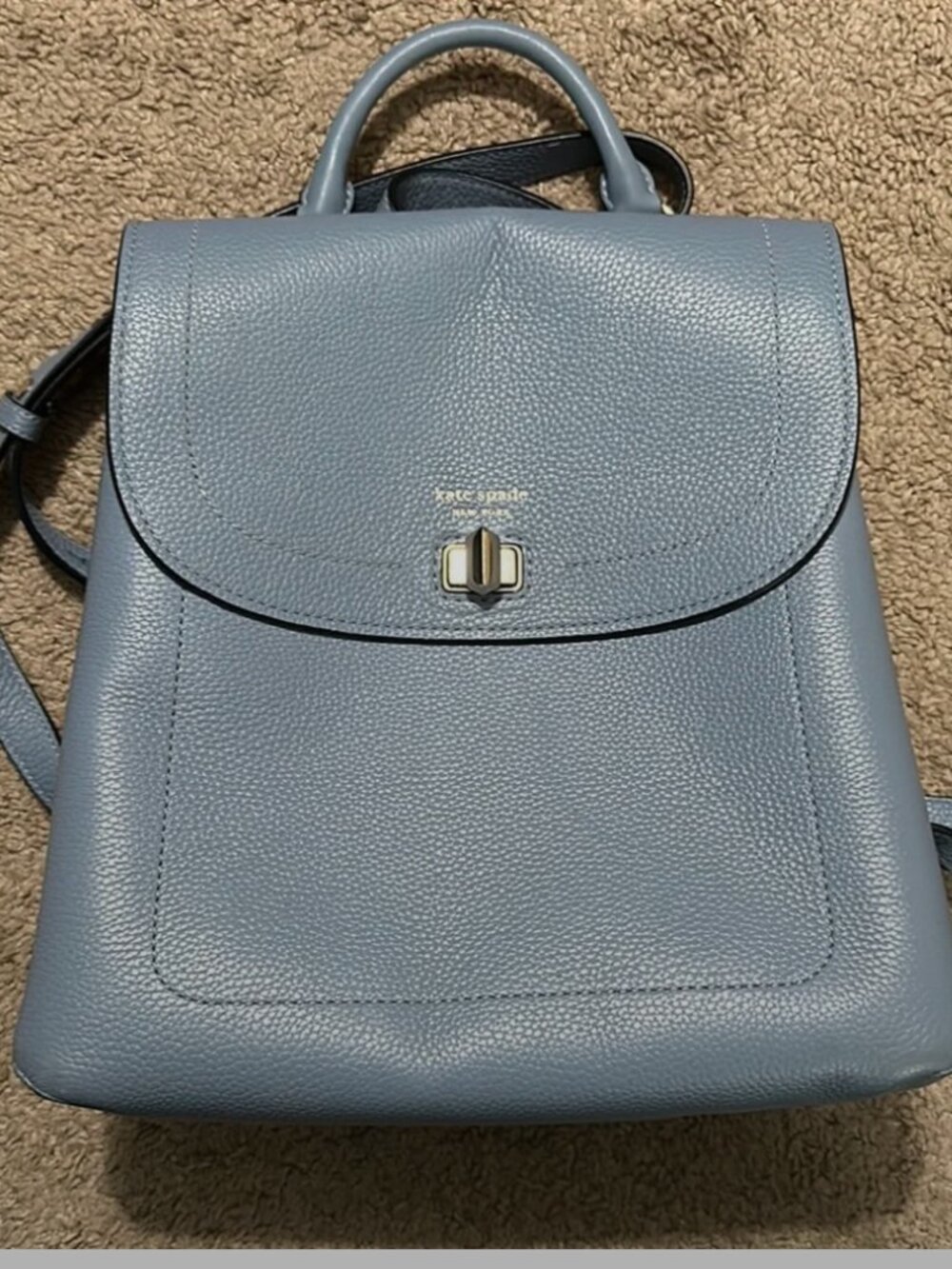 EUC Kate Spade Leila blue pebbled leather backpack
